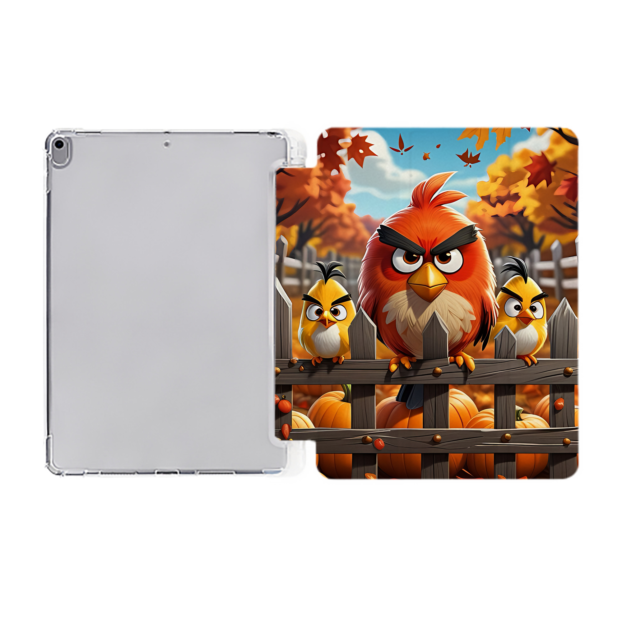 （画像用） Angry Birds アングリーバード IPad ケース ペン収納付き 三つ折りスタンド PUレザー×シリコン 対応機種9.5/10.5/10.9インチ